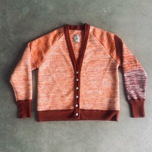 In the Wind Goods Orange and Brown Women's Recycled Wool Sweater Cardigan